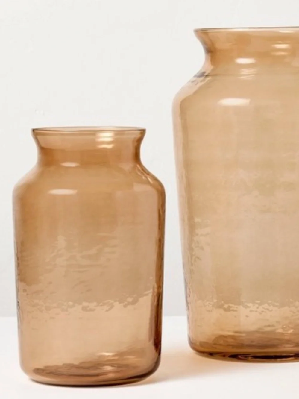 HEARTH & HAND NWT 14” tan glass decorative flower vase